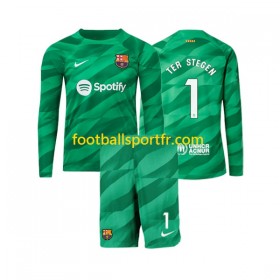 Tenue FC Barcelone Ter Stegen 1 Gardien Enfant Domicile 2023-2024 Maillot de Foot ML